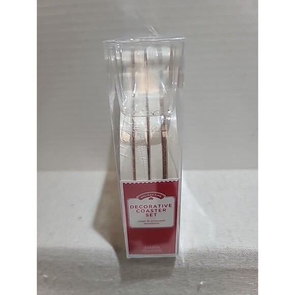 NEW Modern Christmas Tree Stoneware Drink Coasters Cork Back Set of 4 FARMHOUSE - Picture 2 of 5